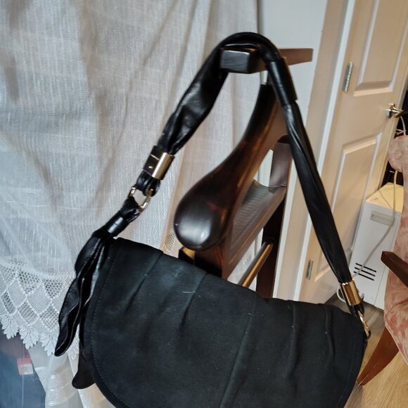 Sergio Rossi handbag Black Leather bag Horse shoe Hobo (SR1110) - Picture 10 of 11